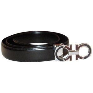 Salvatore Ferragamo Black Brown Chrome Belt